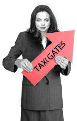 Alioto-Pier with an arrow pointing up that reads Taxi Gates