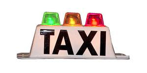 Taxi top light with 3 colored lights - red, yellow, green