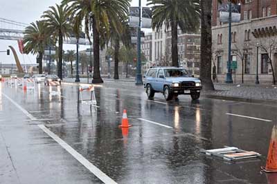 Embarcadero during Friday’s storm