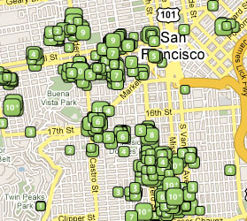 Map of wireless Meraki access points in San Francisco